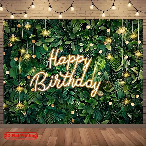 Green Grass Wall Happy Birthday Backdrop Wedding, Birthday, Anniversary, Christmas, New Year, Valentine's Day Party Decorations Banner Photo Booth Props