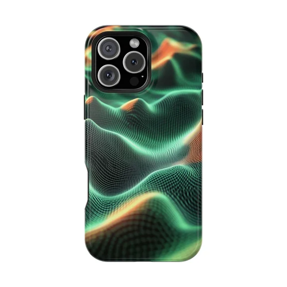 Green Gravity Waves Abstract Pattern Case for iPhone 11-17 Pro Max