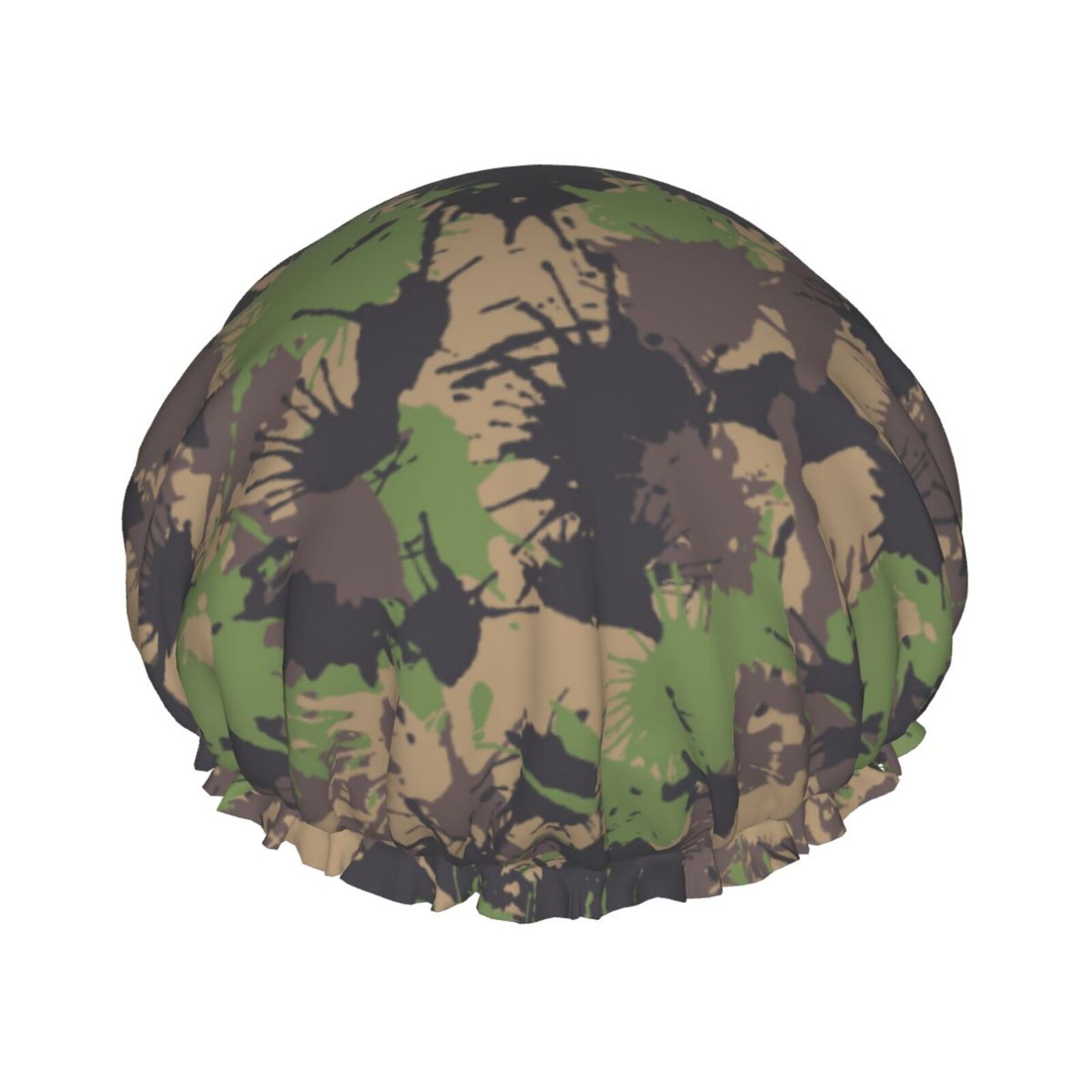 Green Gray Camouflage Shower Cap Reusable Waterproof, Double Waterproof ...
