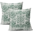 thumbnail image 1 of Green Gray Ethnic Boho Throw Pillow Covers 20X20 Inch Set of 2 Bohemian Carpet Pattern Vintage Pattern Pillow Cases Grey Floral Pillow Cover Farmhouse Home Decor for Sofa Couch Porch Outdoor, 1 of 6