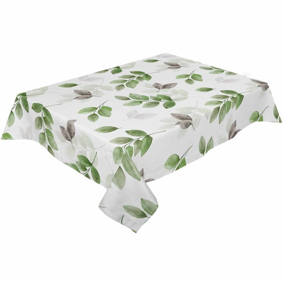 Green Gray Eucalyptus Rectangle Tablecloths 60x90,Fall Botanical Floral Leaves White Table Cloth Table Cover Indoor/Outdoor Tabletop Decor for Wedding Holiday Party Dinner Baby Shower