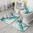 thumbnail image 1 of Green Gray Marble Pattern Bathroom Rugs Sets 3 Piece,Toilet Cover Set,Absorbent Non Slip Bathroom Mats Sets with U-Shaped Contour Rug Toilet Rug Set, 1 of 5