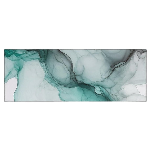 Green Gray Marble Pattern Kitchen Rug Mat,Kitchen Runner Rugs Non Skid Washable,Decorative Kitchen Floor Mats for Kitchen,Sink,Laundry,17"X47"