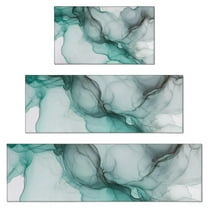 Green Gray Marble Pattern Kitchen Rugs Sets Of 3,Kitchen Runner Rugs Non Skid Washable,Decorative Kitchen Floor Mats for Kitchen,Sink,Laundry,17"x30"  17"x47"   17"x59"