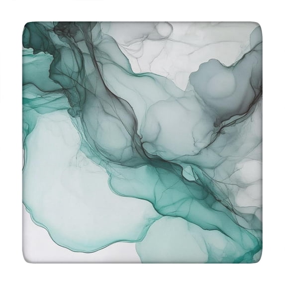 Green Gray Marble Pattern Square Fitted Tablecloth with Elastic Edge,Square Table Cover,Washable Elastic Table Cover for Home Kitchen Party Decor 34"x34"
