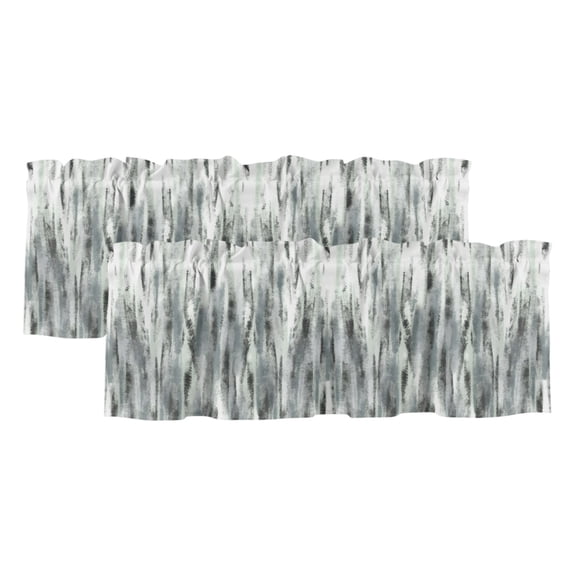 Green Gray Nostalgia Pencil Touches 2 Panels Kitchen Valance, Gradient Lines Overlay Curtains Valances for Small Windows Rod Pocket Window Treatments for Living Room Bedroom 60" W x 18" L