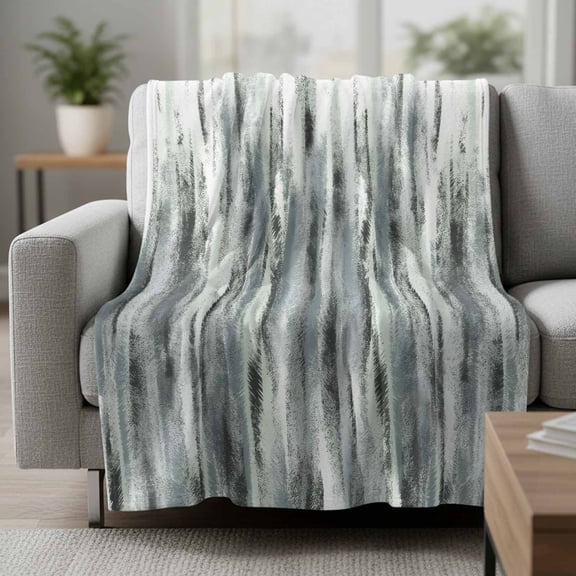 Green Gray Nostalgia Pencil Touches Fleece Throw Blanket Gradient Lines Overlay Ultra Soft Fuzzy Cozy Flannel Throw Blanket for Couch Sofa Bed Car Travel, Ideal Gifts 30x40 Inches