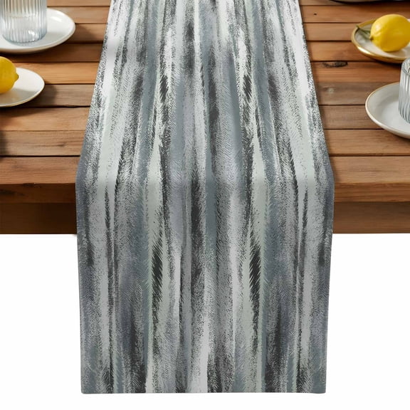 Green Gray Nostalgia Pencil Touches Table Runner, Gradient Lines Overlay Kitchen Table Runners Dress Scarves for Table Decorations Party/Restaurant/Indoor Outdoor Use, 13x36in
