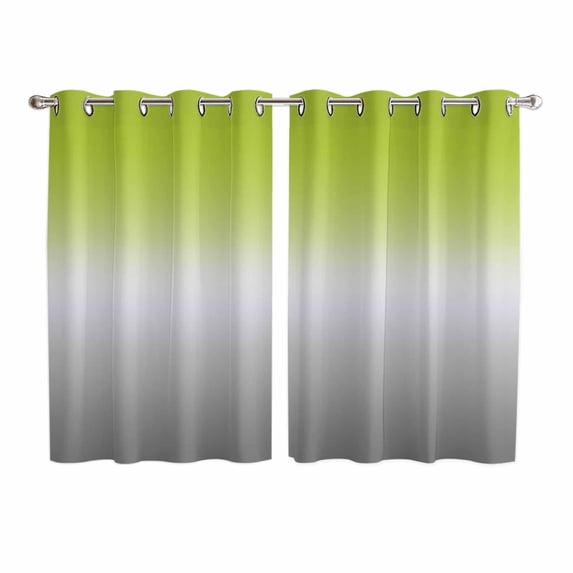 Green Gray Ombre Kitchen Curtains 72 Inch Length, Modern Gradient Abstract Art Grommet Top Bedroom Living Room Curtains, Light Filtering Cafe Curtain Drapes 2 Panels Set 104''x72''