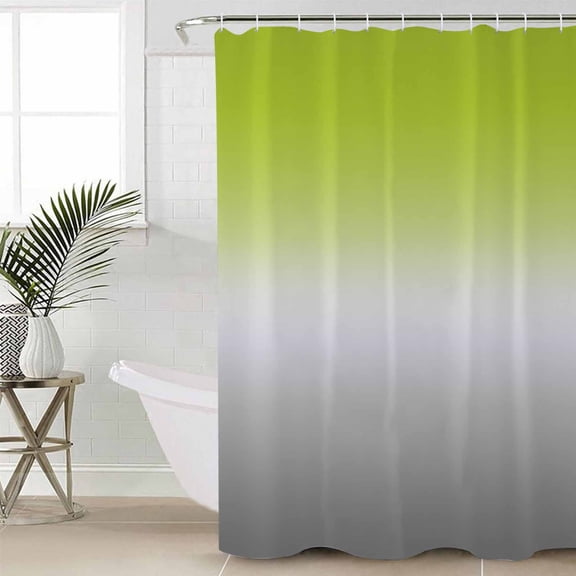 Green Gray Ombre Waterproof Fabric Shower Curtain, Modern Gradient Abstract Art Shower Curtain for Bathroom Curtains Bathtubs Hotel Washable Shower Curtains with 12 Hooks Standard 60x72