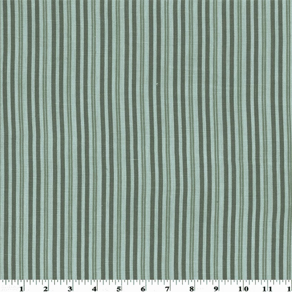 Green Gray Stripe Print Linen Home Decorating Fabric, Fabric By the Yard