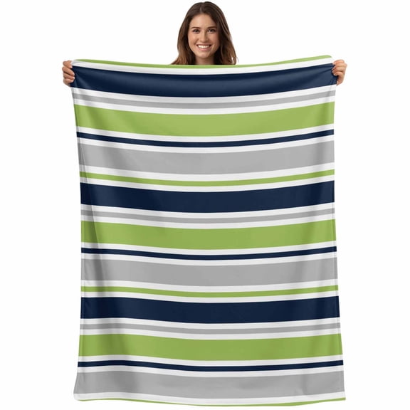 Green Gray Striped Blanket Soft Cozy Warm Throw Blanket for Couch, Plush Fuzzy Flannel Fleece Blankets for Sofa, Farmhouse Stripes Modern Abstract Art Bed Blankets Lightweight Gifts for Men, 30"x40"