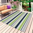 thumbnail image 1 of Green Gray Striped Outdoor Rug 3x5 Ft, Non Slip Washable Area Rug, Farmhouse Stripes Modern Abstract Art Patio Rugs Carpet Runner, Large Floor Mat for Indoor/Outdoor Deck Porch Camping, 1 of 8