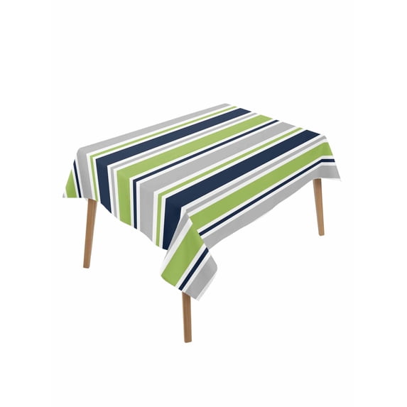 Green Gray Striped Table Cloth, Waterproof Tablecloth for Rectangle Tables, Farmhouse Stripes Modern Abstract Art Reusable Washable Fabric Table Cover for Restaurant Kitchen Dining Tables 60"x102"