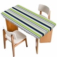 thumbnail image 1 of Green Gray Striped Table Cloths for 5 Foot Rectangle Tables, Farmhouse Stripes Modern Abstract Art Patio Waterproof Elastic Fitted Tablecloths, Washable Rectangular Table Cover for Camping, 1 of 8