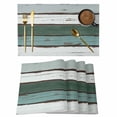 thumbnail image 1 of Green Gray White Placemats Set of 8, Country Vintage Gradient Wooden Plank Placemats for Dining Table, Place Mats for Kitchen Tabletop, Waterproof Wipeable Dining Table Mats Set, 1 of 9