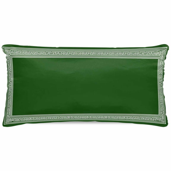 Green Greek Key Satin Pillowcase for Hair and Skin with Zipper, Soft Breathable Cooling Silk Pillow Cases, Geometric Greece Ancient Farmhouse Geo Throw Pillow Covers King Size 20"x40"