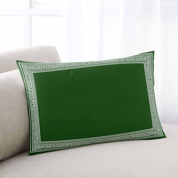 Green Greek Key Small Pillow Covers, Geometric Greece Ancient Farmhouse Geo Soft Throw Pillow Cases with Invisible Zipper, Decorative Pillowcase Pillows Protectors for Sofa Bed Chair 12"x20"