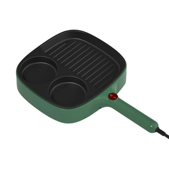 Green Green 3 In 1 Electric Breakfast Maker Skillet Non Stick Surface For Omelettes Burgers Pancakes 110V