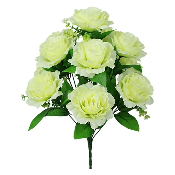 Green Green Artificial Silk Flower Bouquet Fake Roses For Valentine Day Home Table Decor Arrangement 16.93X3.94X3.94Inch