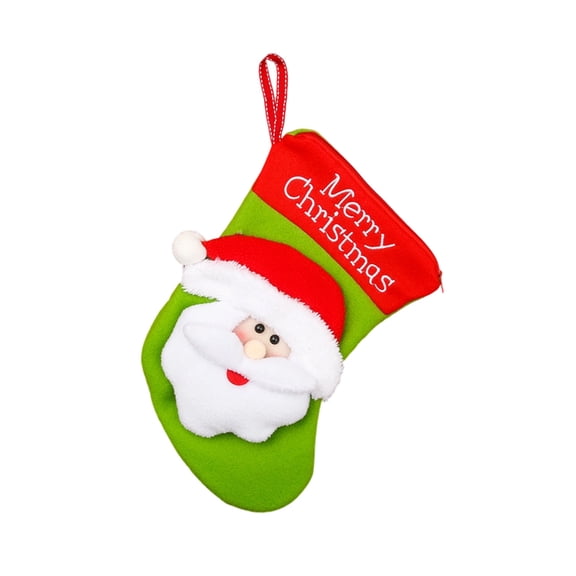 Green Green Christmas Stocking For Gifts And Candy Polyester Material Festive Patterns Holiday Spirit