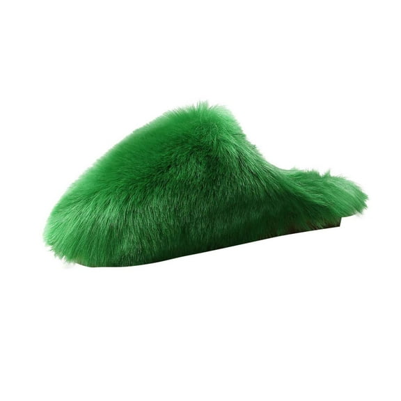 Green Green Plush Slippers With Velvet Lining And Closed Toe For A Fresh And Warm Indoor Outdoor Option