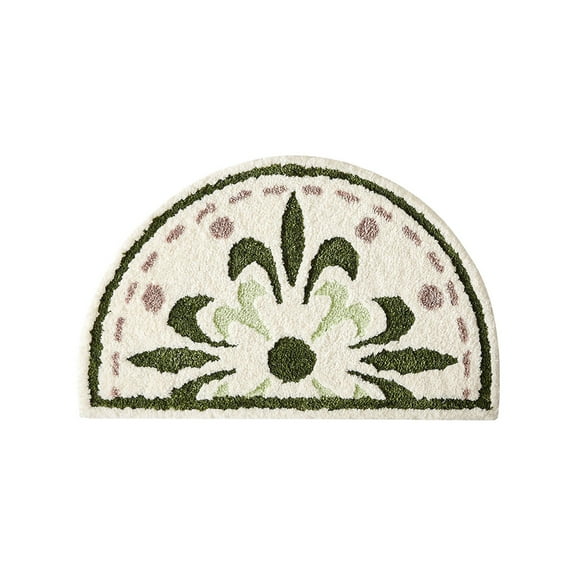 Green Green Semicircle Bathroom Floor Mat Super Absorbent Thick Non Slip Carpet For Toilet Restroom Entryway Door Mat Machine Washable 15.75X23.62 Inch