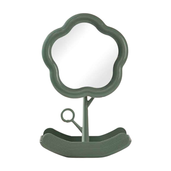 Green Green Sunflower Storage Beauty Mirror For Home Dresser Dormitory Desktop Makeup Mirror With Rotating Base In Plastic