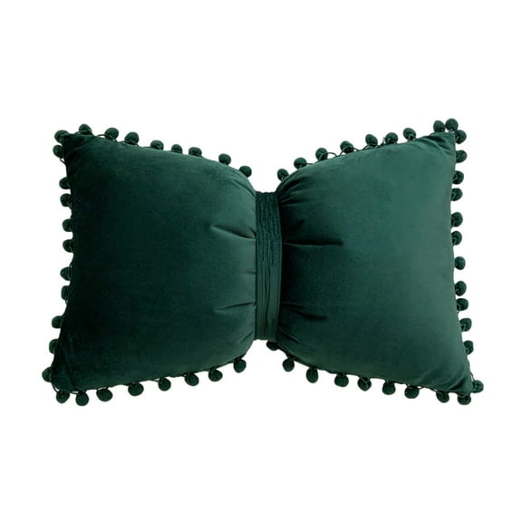 Green Green Velvet Bow Pillowcase Cover For Decorative Throw Pillow Sofa Or Bed 19.6X11.8 Inch