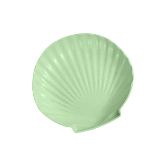 Green Green Wheat Straw Shell Shape Dinner Plate For Children Adult Pet Reusable Unbreakable