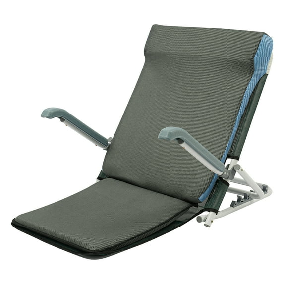 Green+Grey Adjustable Bed Backrest with Armrest,Beach Chair Reading Bed Rest Pillows,Lifting Backrest Portable Folding Sit-up Back Rest,Neck Lumbar Back Support with Head Pillow