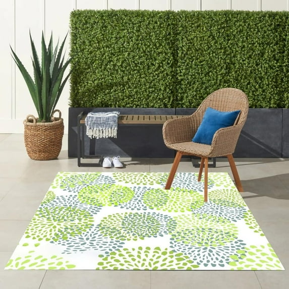 Green Grey Beige Indoor Outdoor Area Rug Waterproof Tropical Outside Rug For Garden Patio Deck Balcony Porch Boho Cute Livingroom Summer Autum RV Camping Floor Carpet 4x6ft