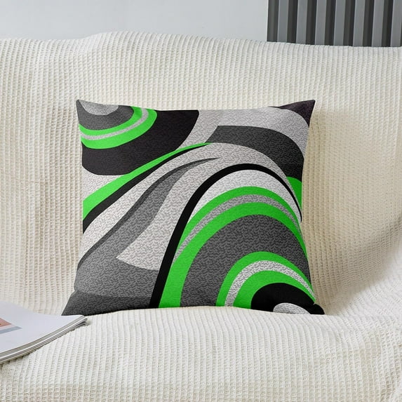Green Grey Black Stripes Reversible Outdoor Throw Pillow Covers 18 x 18-Inch Geometric Pillow Covers Home Decor Set for Teens Geometry Abstract Art Square Cushion Covers Set of 4 Modern Striped Art