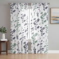 thumbnail image 1 of Green Grey Botanical Sheer Curtains 108 Inch Length 2 Panels Set Window Treatments, Watercolor Spring Floral Summer Leaf Rod Pocket Semi Curtains for Living Room/Bedroom/Kitchen Décor, 104"W x 108"L, 1 of 7