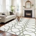 thumbnail image 1 of Green Grey Geometric Area Rug 5x7 FT, Non Slip Bedroom Throw Carpet, Abstract Modern Twisted Lines Art Washable Soft Floor Carpet Non-Shedding Rug for Dining Room Bedside Classroom Desk, 1 of 9
