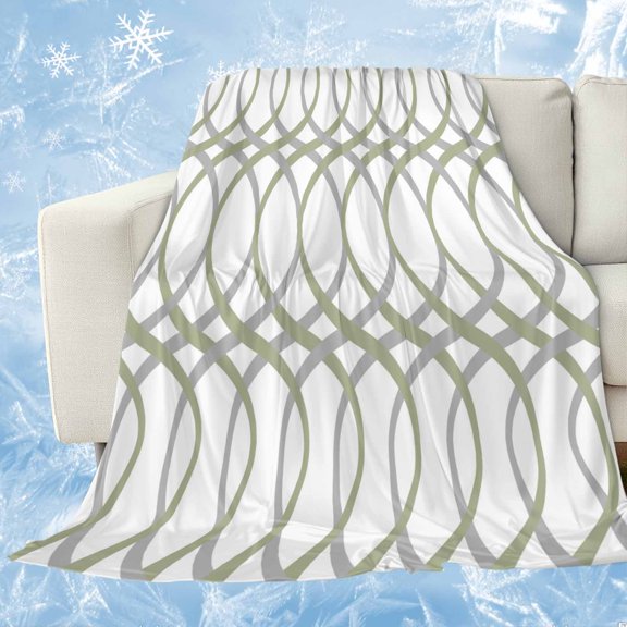 Green Grey Geometric Cooling Blanket,Lightweight Breathable Summer Throw Blanket with Double Sided Cold Effect,Abstract Modern Twisted Lines Art Picnic Blankets Bed Sheet for Hot Sleepers 30"x40"