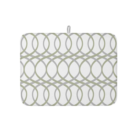 Green Grey Geometric Dish Drying Mat for Kitchen Counter,Abstract Modern Twisted Lines Art Dish Mat Drying Kitchen Mat for Sink Fridge Drawer Absorbent Dishes Drainer Mats Drying Pad 1pcs 18"x24"