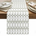 thumbnail image 1 of Green Grey Geometric Table Runner - 60 Inch Long, Kitchen Dining Table Runner Dresser Scarves, Abstract Modern Twisted Lines Art Farmhouse Decor for Coffee Tables Wedding Party Banquet, 1 of 8