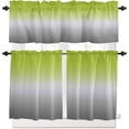 thumbnail image 1 of Green and Grey Kitchen Curtain Valance and Tiers Set Ombre Green Gray Rod Pocket Kitchen Tier Curtain Valance Set 3 Piece Gradient Gradual Modern Window Curtain Valance Tier Set for Bedroom 54x36 inch, 1 of 6