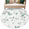thumbnail image 1 of Green Grey Leaf Round Area&nbsp;Rug 5ft Country Watercolor Green Leaves Branches Non-Slip&nbsp;Washable Circle Rugs Soft Felt Indoor Floor Mat for Bedroom Kitchen Living Room Bathroom, 1 of 9