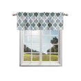 thumbnail image 1 of Green Grey Morocco Pattern Kitchen Curtain Valances for Windows Farmhouse Short Curtains, Turquoise Modern Moroccan Geometric Rod Pocket Valance Curtain for Bedroom Cafe Living Room 54"x18", 1 of 8