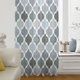 thumbnail image 1 of Green Grey Morocco Pattern Semi Sheer Curtains Drapes for Living Room,Bedroom,French Doors Window 84 Inches Long,Turquoise Modern Moroccan Geometric Rod Pocket Chiffon Curtain Drapery Voile Panel, 1 of 6