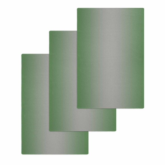 Green Grey Ombre Kitchen Dish Towels for Drying Dishes Set of 3, Modern Gradient Abstract Art Waffle Weave Microfiber Hand Tea Bathroom Towels Quick Dry & Absorbent Towel 15.7x23.6