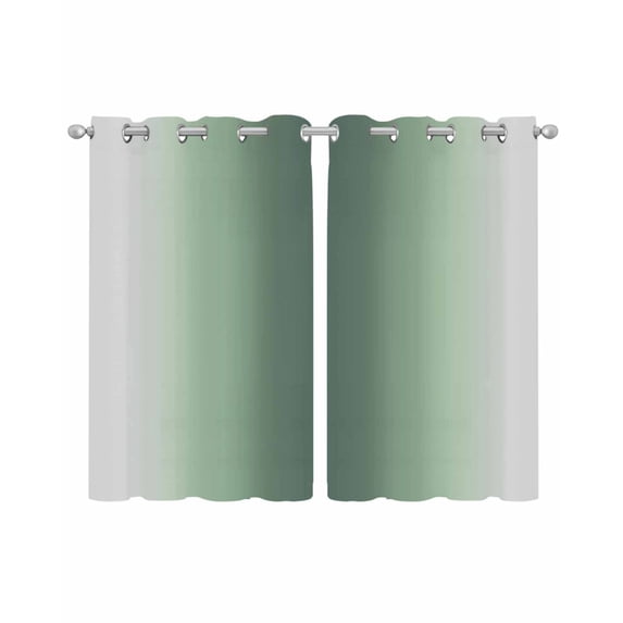 Green Grey Ombre Sheer Curtains 54 Inch Length 2 Panels Set for Living Room/Bedroom, Farmhouse Gradient Minimalist Kitchen Curtains Grommet Semi-Sheer Curtains Drapes Window Treatments 42"x54"x2