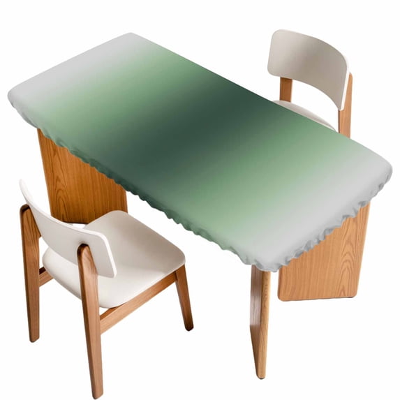 Green Grey Ombre Table Cloths for 3 Foot Rectangle Tables, Farmhouse Gradient Minimalist Patio Waterproof Elastic Fitted Tablecloths, Washable Rectangular Table Cover for Camping