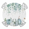 thumbnail image 1 of Green Grey Pumpkins Fall Round Tablecloth for 36-44 Inch Tables,Fitted Table Cover with Elastic Edge,Thanksgiving Eucalyptus Leaves Waterproof Outdoor Table Cloth Protector for Patio Garden Dinner, 1 of 9