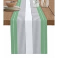 thumbnail image 1 of Green Grey Stripe Table Runner 70 Inches, Modern Art Horizontal Striped Bed Runner Dresser Scarves Tabletop for Indoor Outdoor Parties/Ceremony/Banquet, 13" x 70", 1 of 8