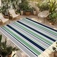 thumbnail image 1 of Green Grey Striped Outdoor Rug for Patio/Deck/Porch, Non-Slip Large Area Rug 5 x 8 Ft, Farmhouse Stripes Modern Abstract Art Indoor Outdoor Rugs Washable Area Rugs, Camping Rug Carpet Runner, 1 of 8
