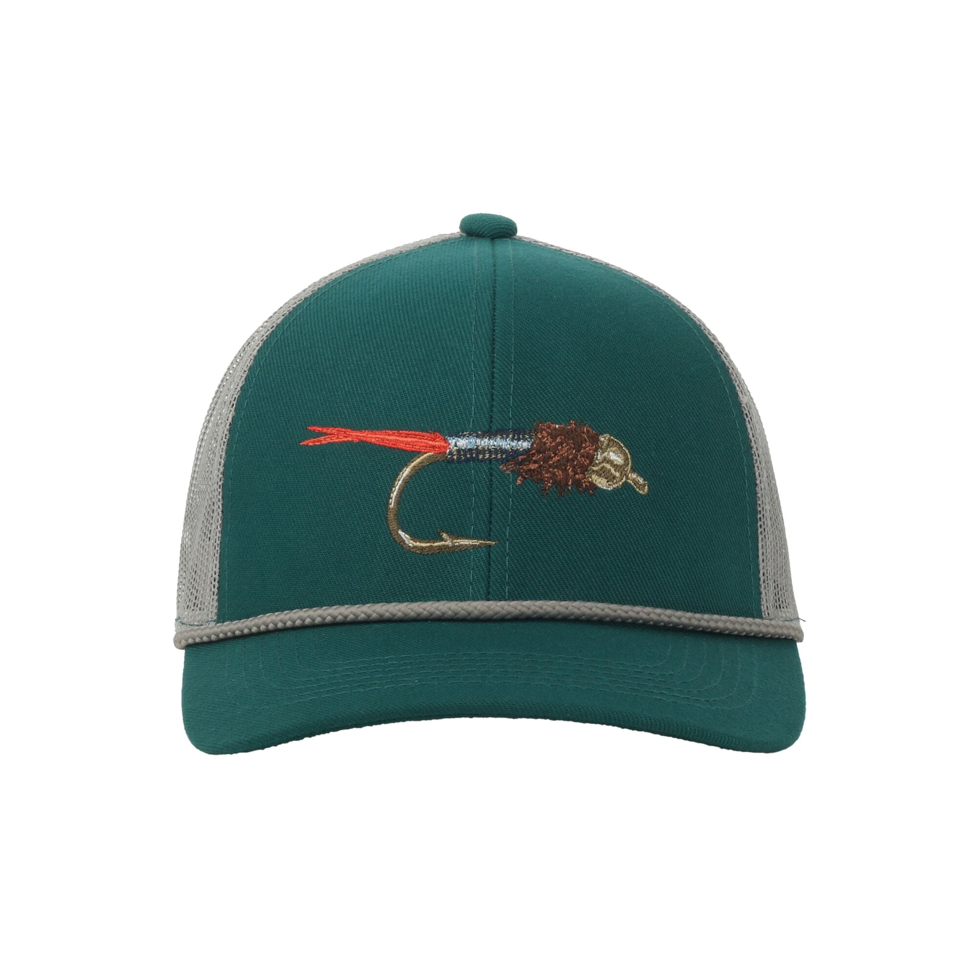 Green/Grey Lure 6-Panel Fishing Cap – Structured, Embroidered, Snapback, One Size