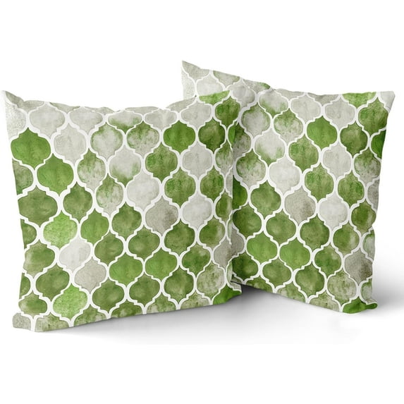 Green Grey Throw Pillow Covers 20x20 Inch Sage Green Geometric Trellis Chain Olive Green Modern Decorative Pillows Farmhouse Couch Cases for Home Bed Sofa Chair Decor BZ
